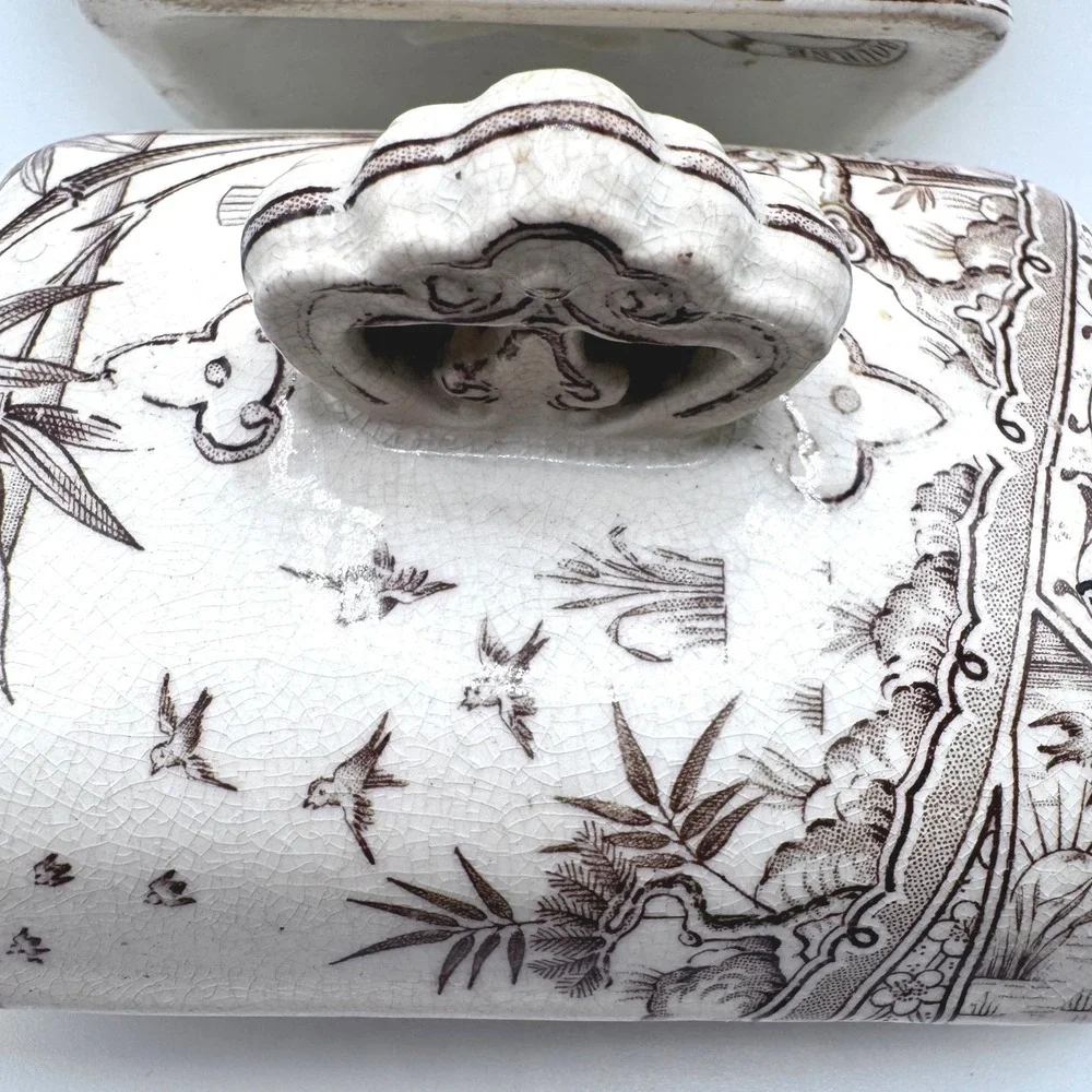 Antique Melbourne C & W Late Mayers Ironstone Tureen Brown Transferware